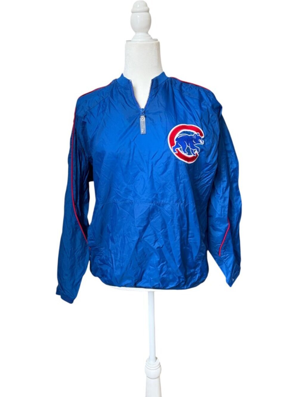 Vintage MLB Chicago Cubs Majestic Pullover Windbreaker Jacket Bear Patch Size L - Picture 3 of 8